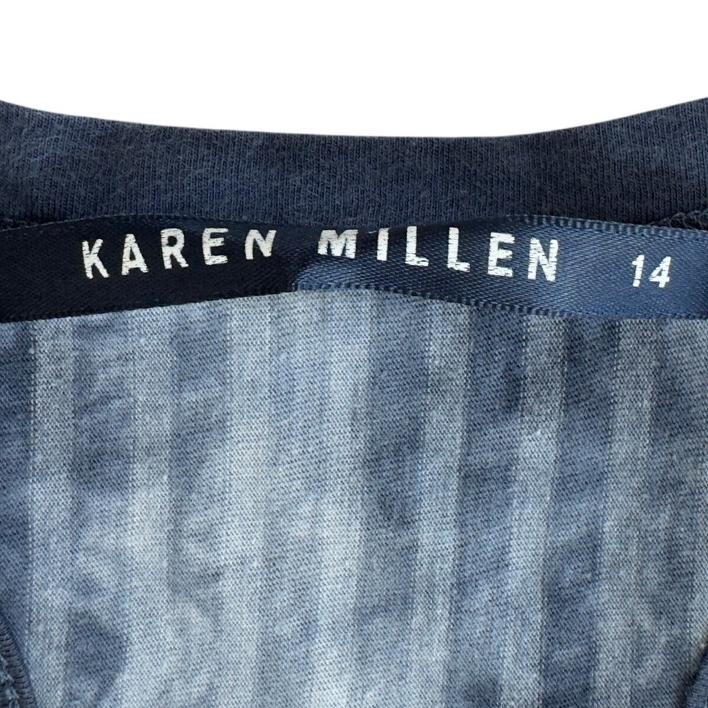 Karen Millen Blue Tie Dye Striped Racerback Tank Top Asymmetrical Hem Size 14 - Picture 7 of 9